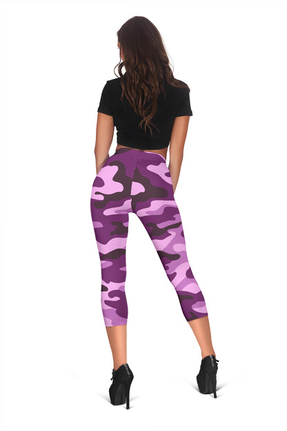 Purple Camouflage Capri Leggings