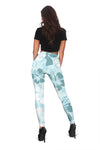 Light Green Teal Aloha Flowers Leggings