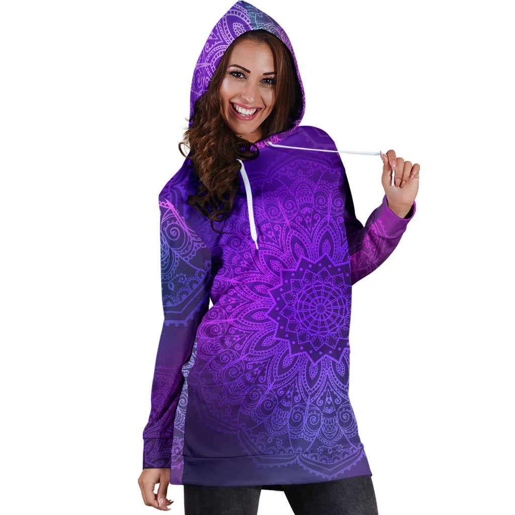 Purple Mandalas Womens Hoodie Dress