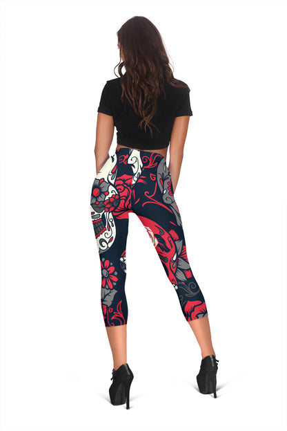 Sugar Skulls & Roses Capri Leggings