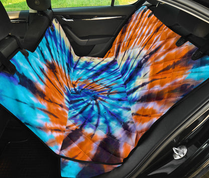Orange & Blue Tie Dye Print Car Back Seat Pet Cover