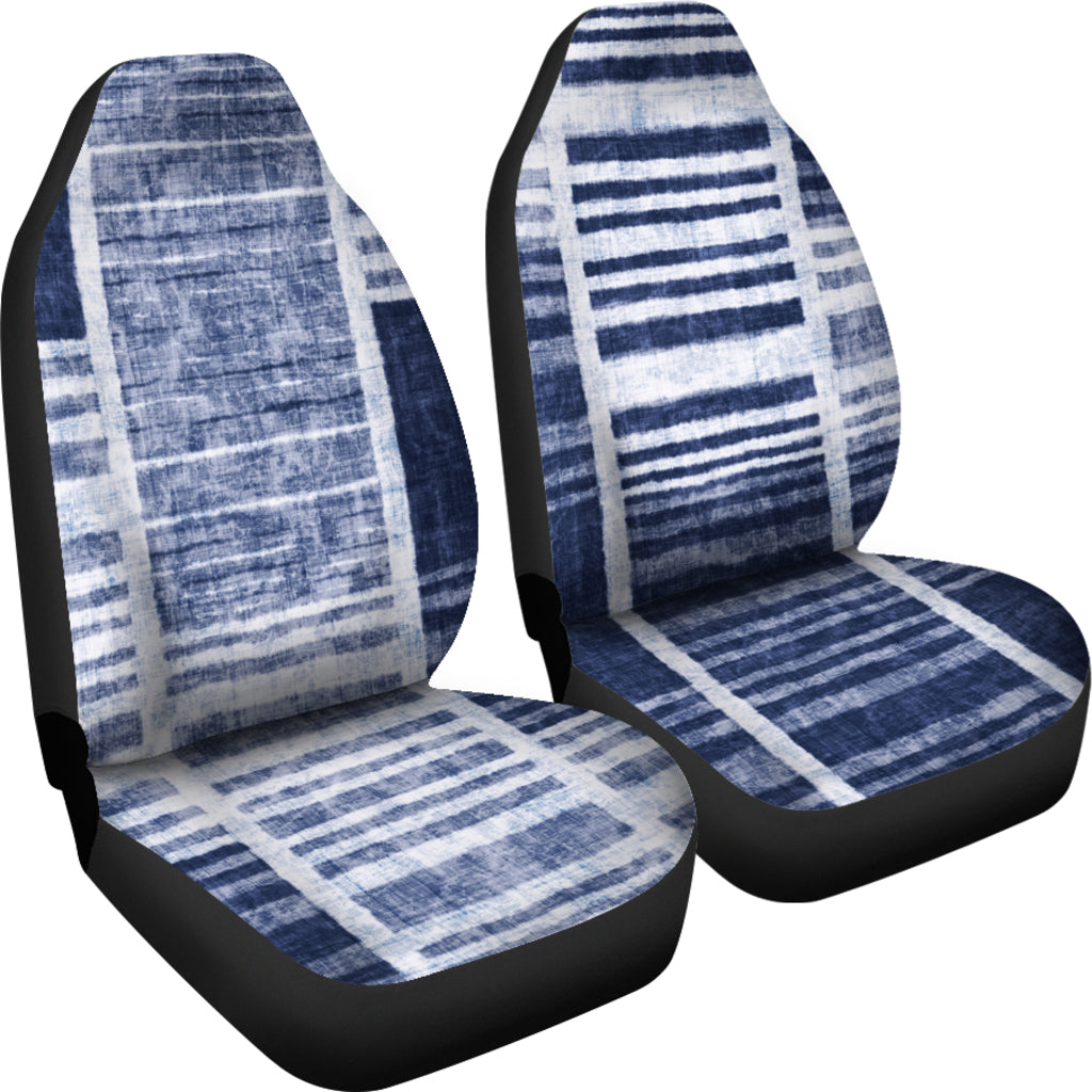 Denim Blue Abstract Stripes Car Seat Covers