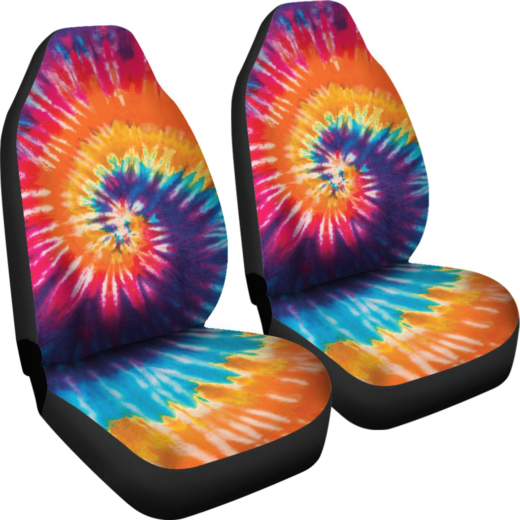 Custom Orange Tie Dye Print Car Seat Covers