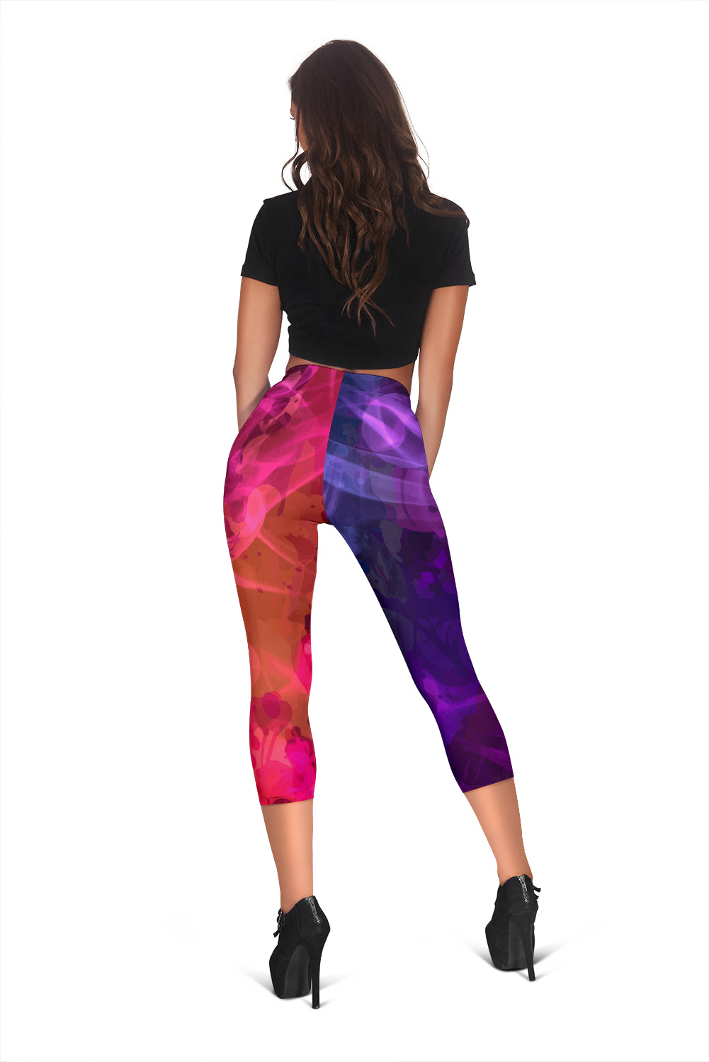 Purple & Red Smoke Capri Leggings