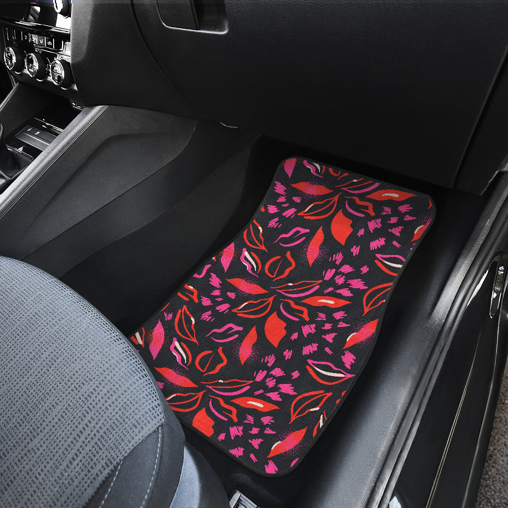 Red Floral Lips Car Floor Mats