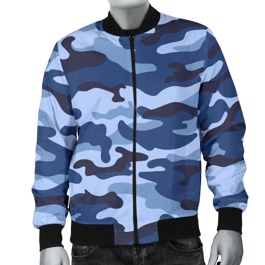 Mens Blue Camouflage Bomber Jacket