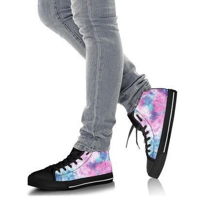 Pink Cotton Candy Tie Dye Print High Top Shoes
