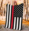 American USA Flag Red Stripe Firefighter Blanket