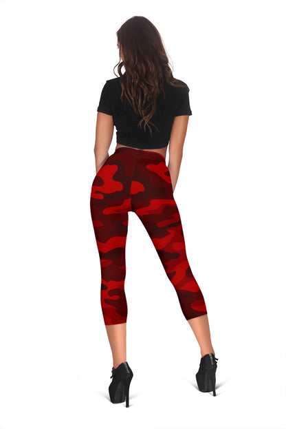 Red Camouflage Capri Leggings