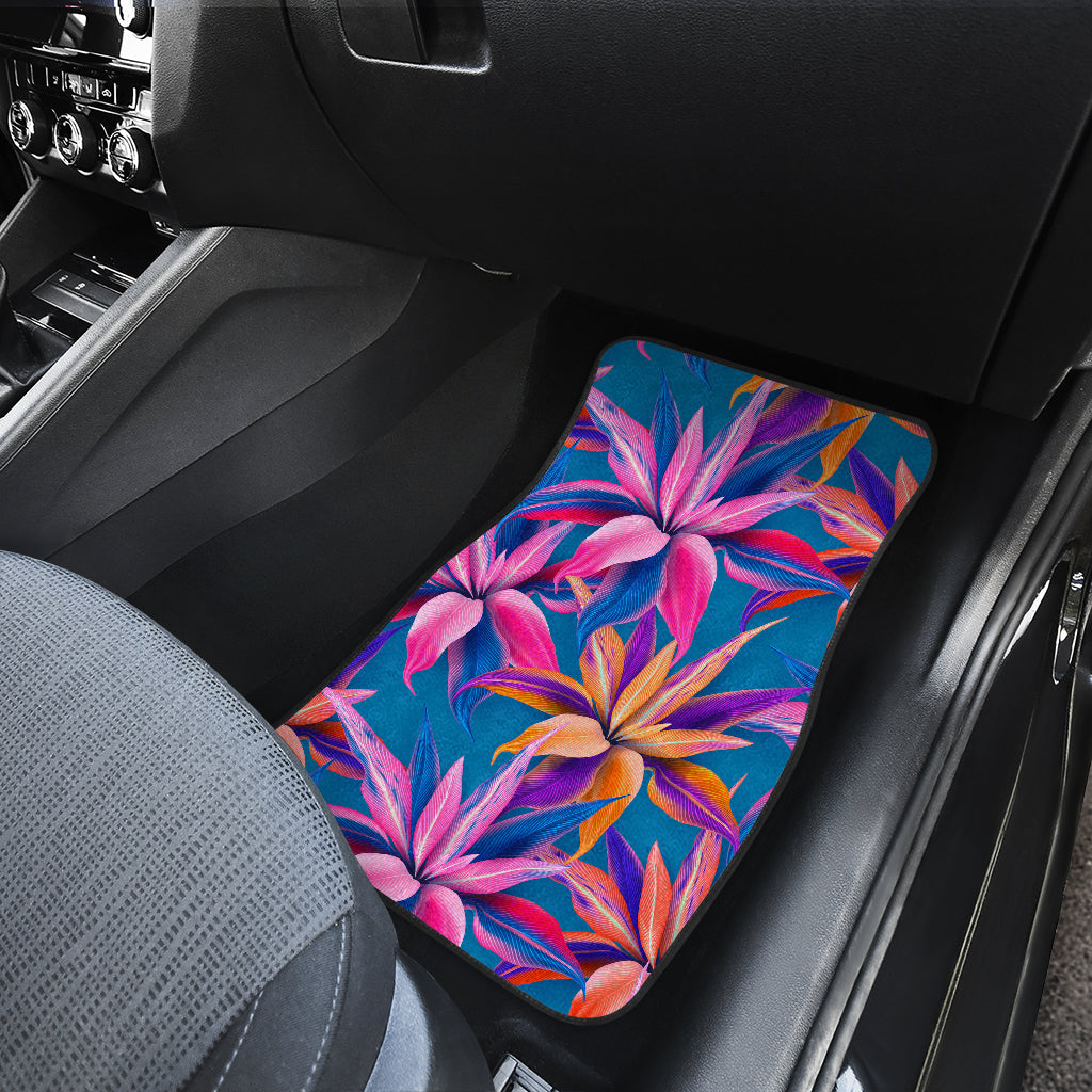 Blue Pink Floral Car Floor Mats