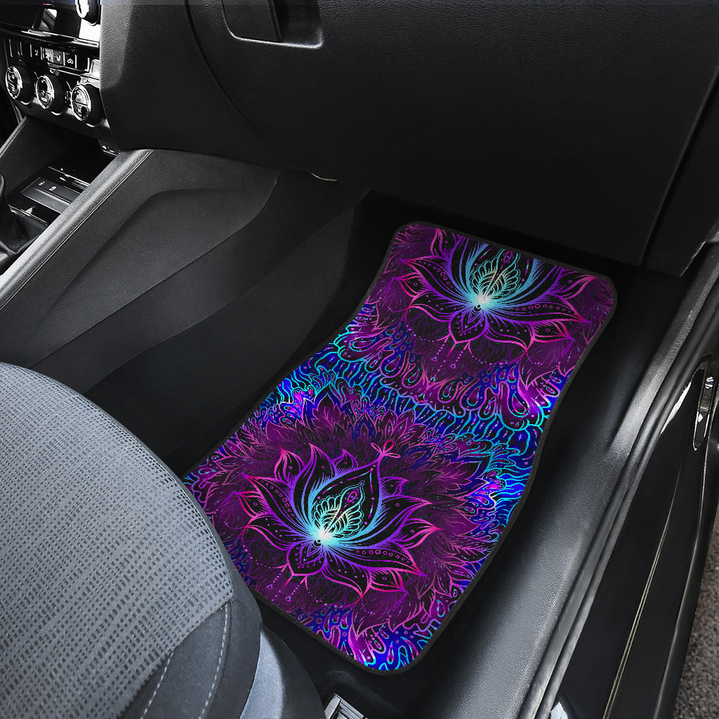 Blue Pink Lotus Car Floor Mats