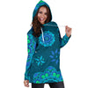 Teal Blue Mandalas Womens Hoodie Dress