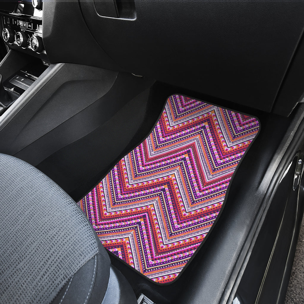 Pink Ethnic Zig Zag Car Floor Mats