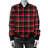 Womens Red Plaid Bomber Jacket