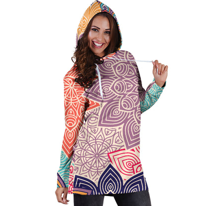Colorful Floral Mandalas Womens Hoodie Dress