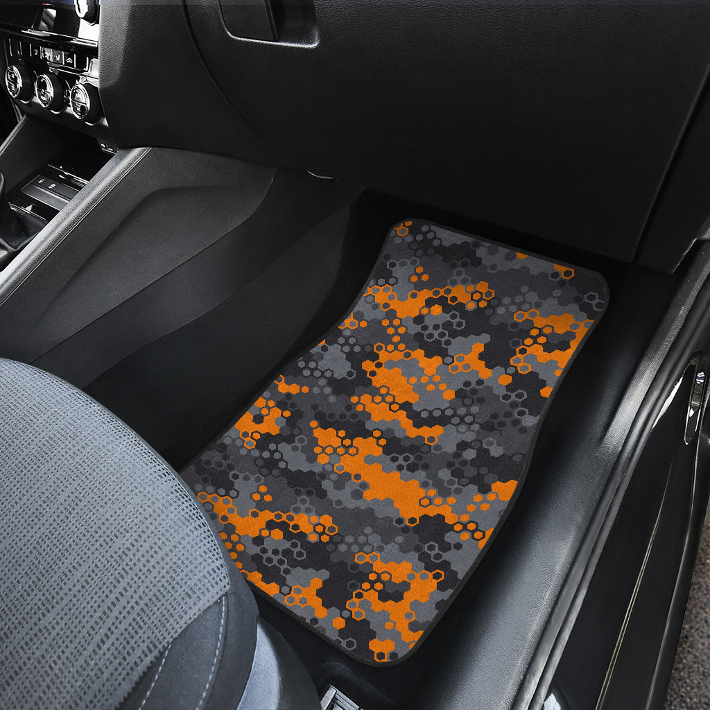 Orange Abstract Camouflage Car Floor Mats