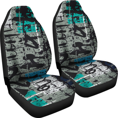 Grey Blue Abstract Car Seat Covers