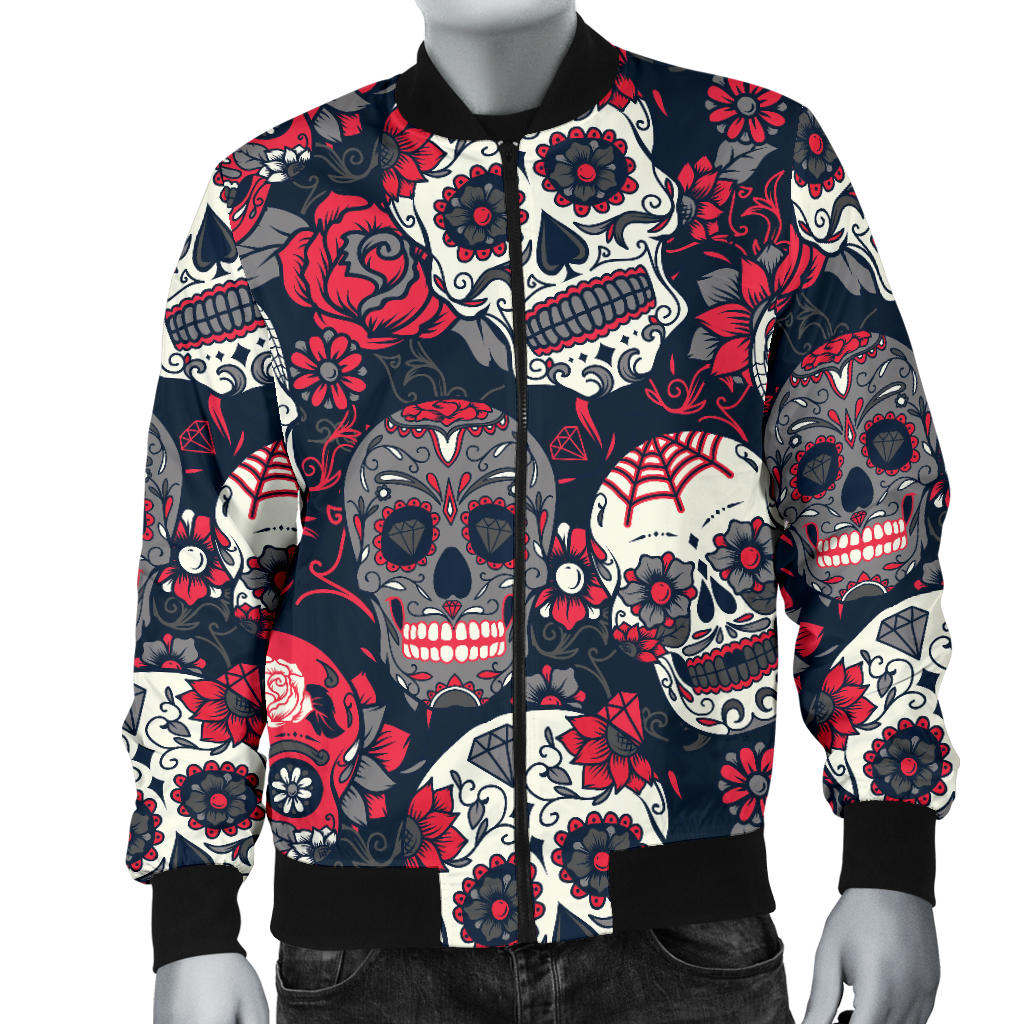 Mens Sugar Skulls & Roses Bomer Jacket