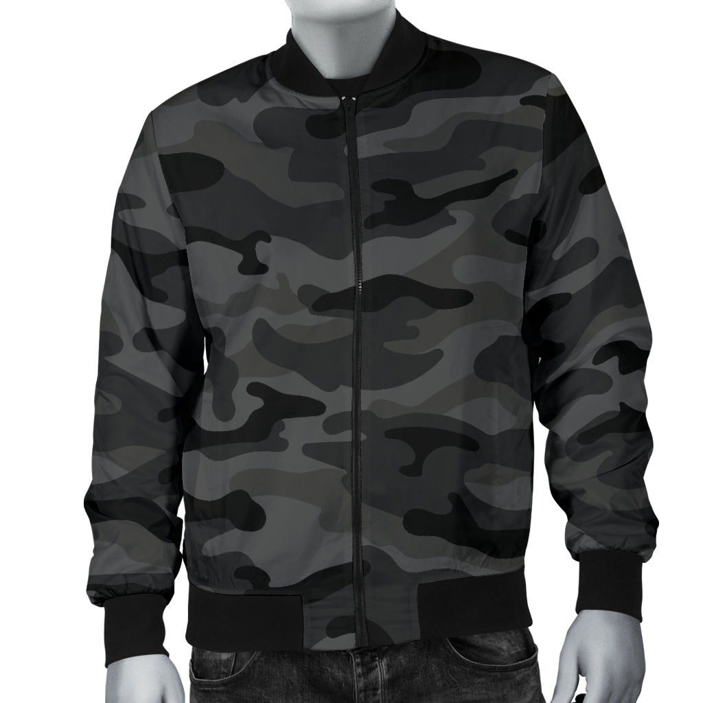 Mens Dark Grey Camouflage Bomber Jacket