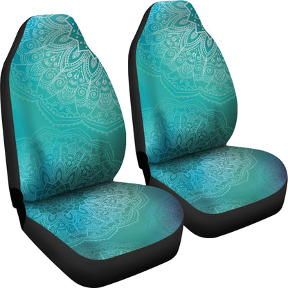 Light Green Teal Mandalas Car Seat Covers