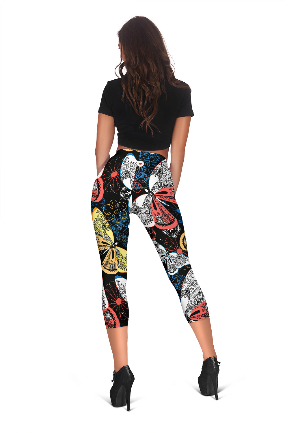 Colorful Butterflies Decor Capri Leggings