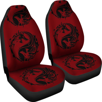 Red Yin Yang Dragons Car Seat Covers