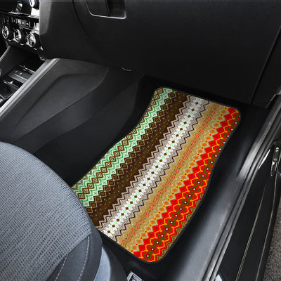 Brown Orange Ethnic Stripes Car Floor Mats