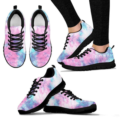 Pink Blue Cotton Candy Tie Dye Sneakers - Black