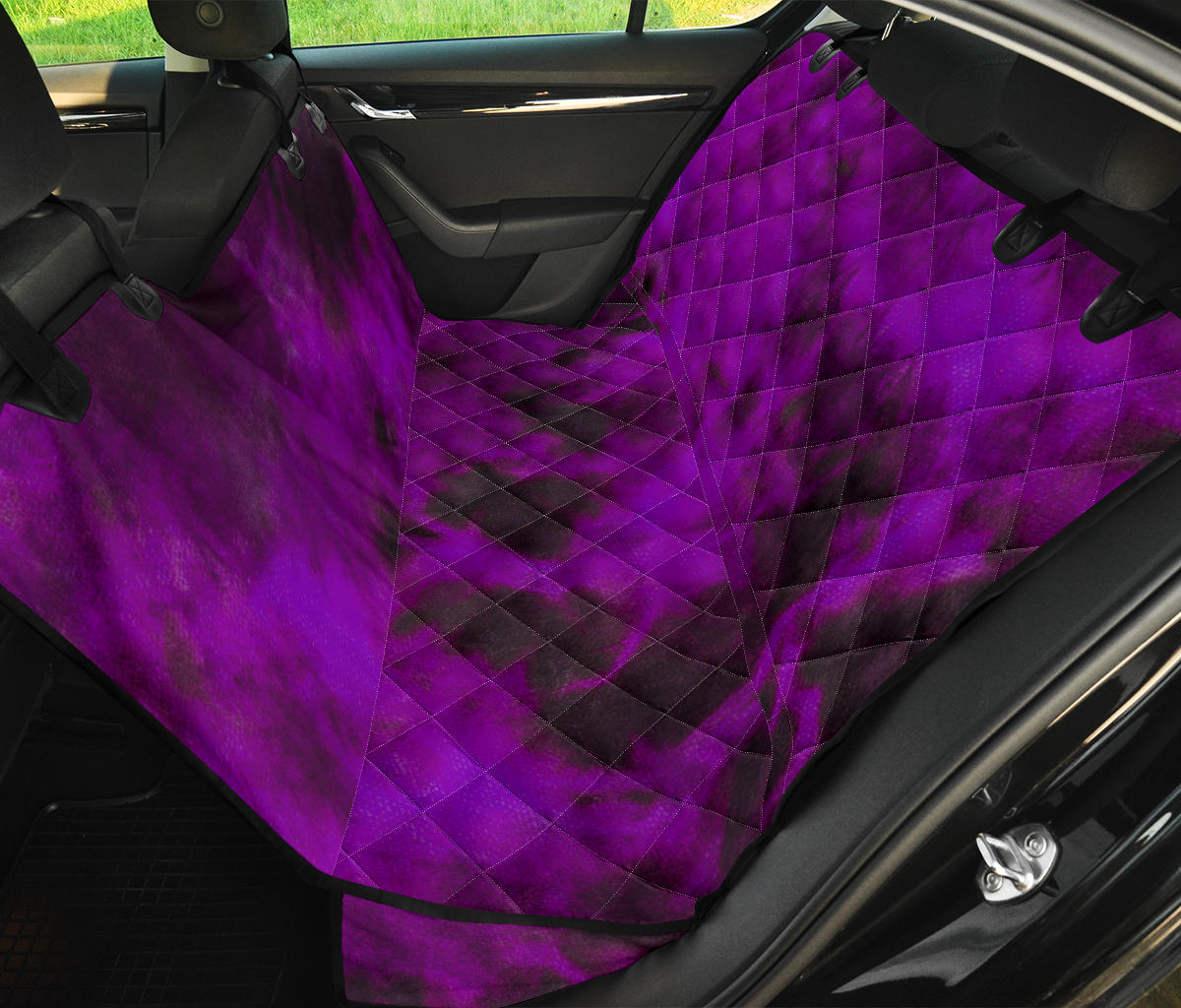 Purple Tie Dye Print Grunge Car Back Seat Pet Cover