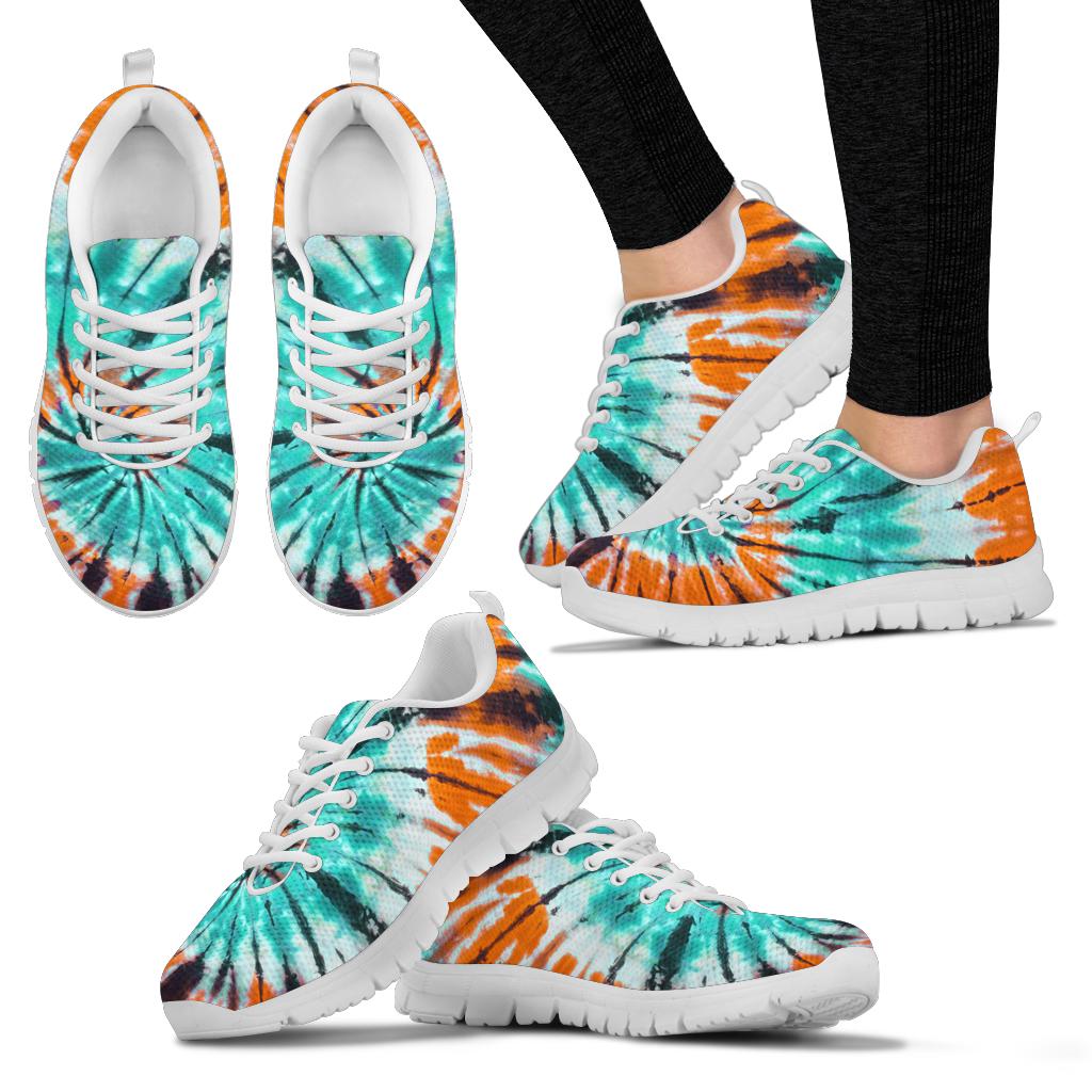 Teal Orange Tie Dye Sneakers