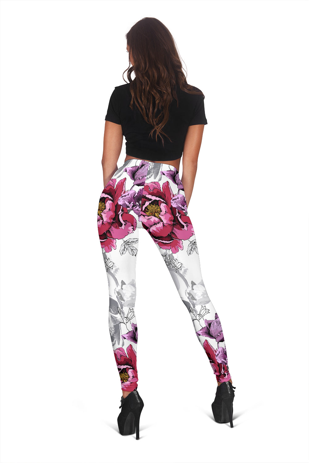 White Skulls & Flowers Leggings