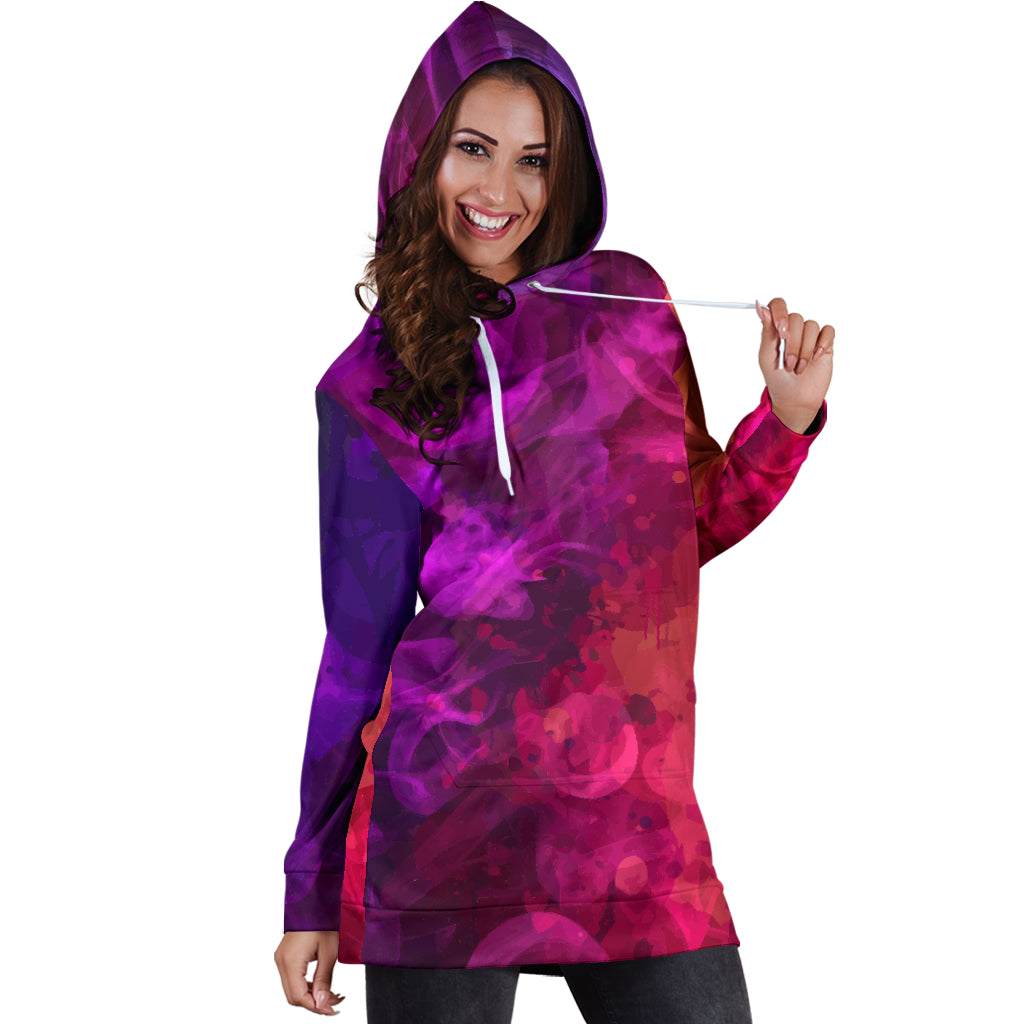 Red & Purple Smoke Womens Hoodie Dress
