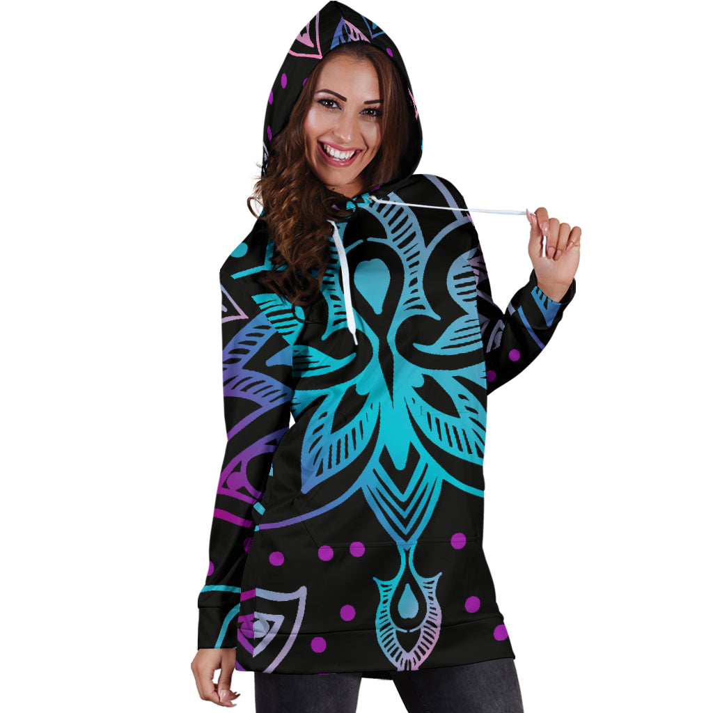 Lotus Decor Mandala Womens Hoodie Dress