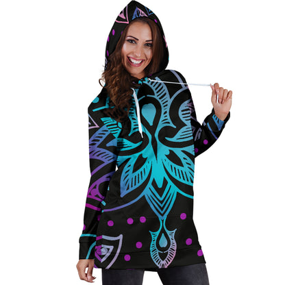 Lotus Decor Mandala Womens Hoodie Dress
