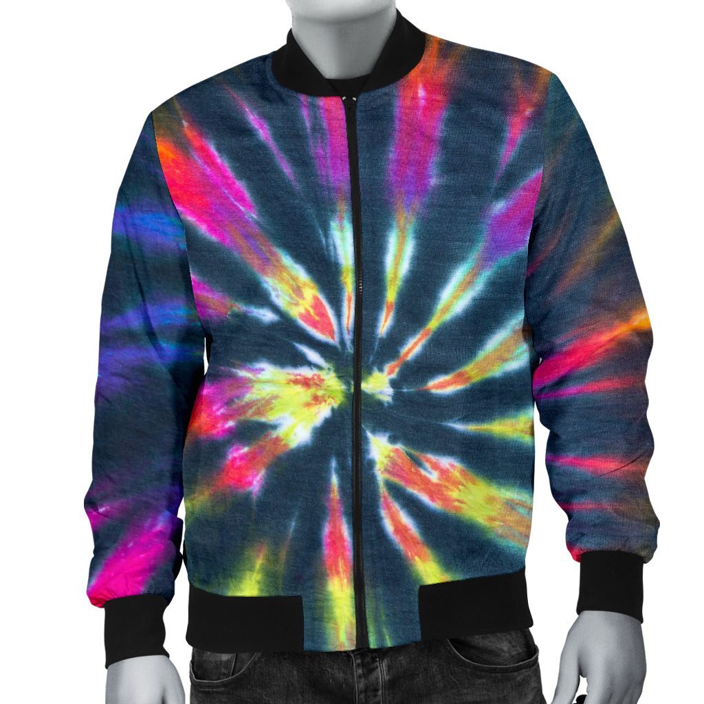 Mens Colorful Neon Tie Dye Bomber Jacket