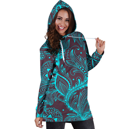 Teal Decor Womens Hoodie Dress