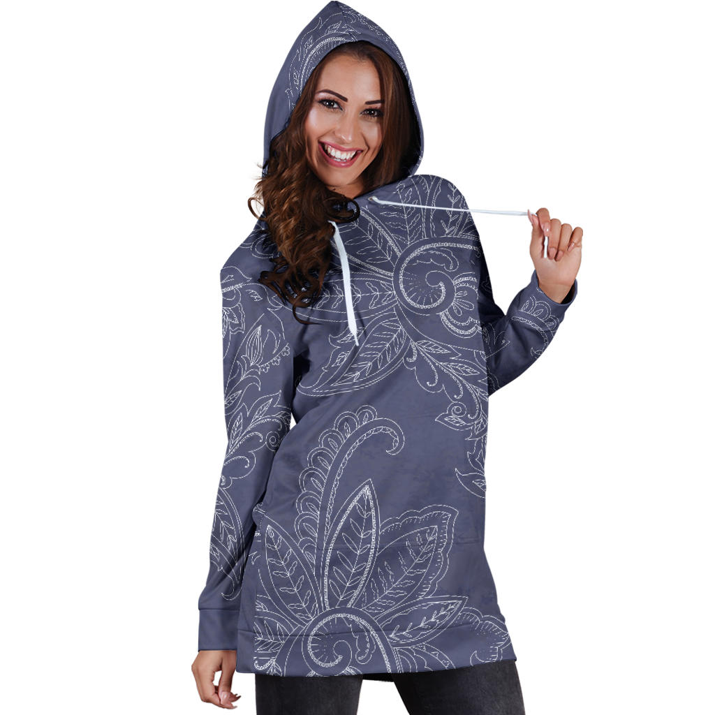 Blue Grey Decor Womens Hoodie Dress