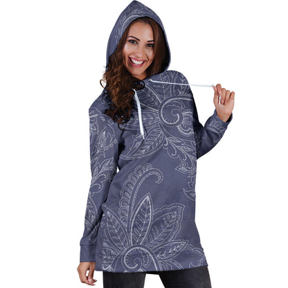 Blue Grey Decor Womens Hoodie Dress