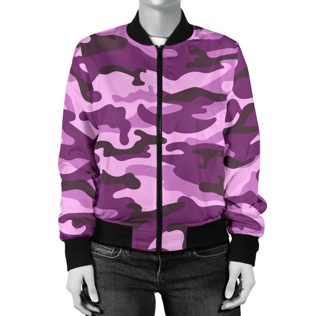Womens Purple Camouflage Bomber Jacket