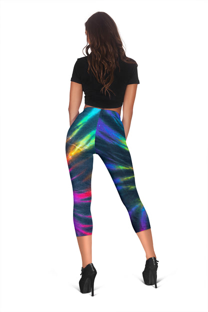 Colorful Neon Tie Dye Print Capri Leggings