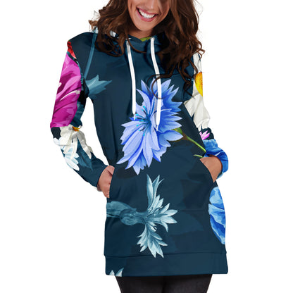 Colorful Flowers Womens Hoodie Dress