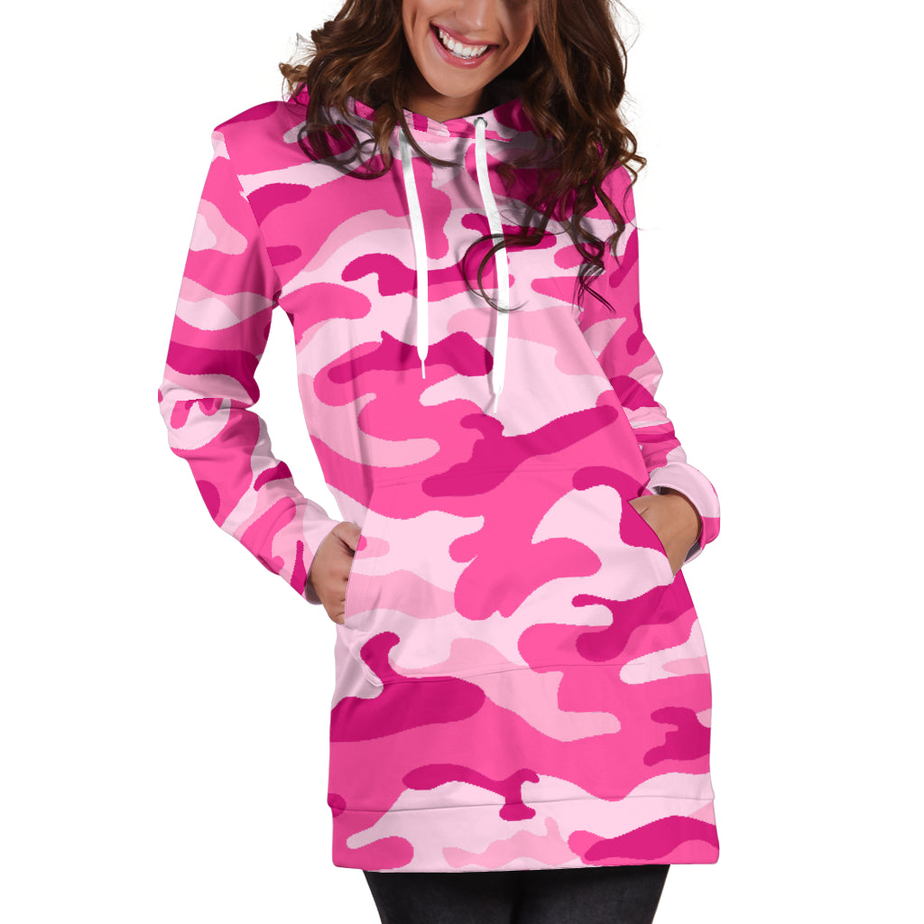 Pink Camouflage Hoodie Dress
