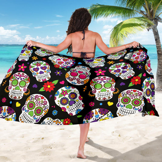 Colorful Sugar Skulls Sarong