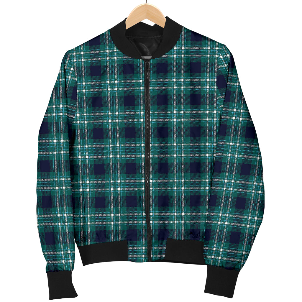 Mens Green Plaid Bomber Jacket