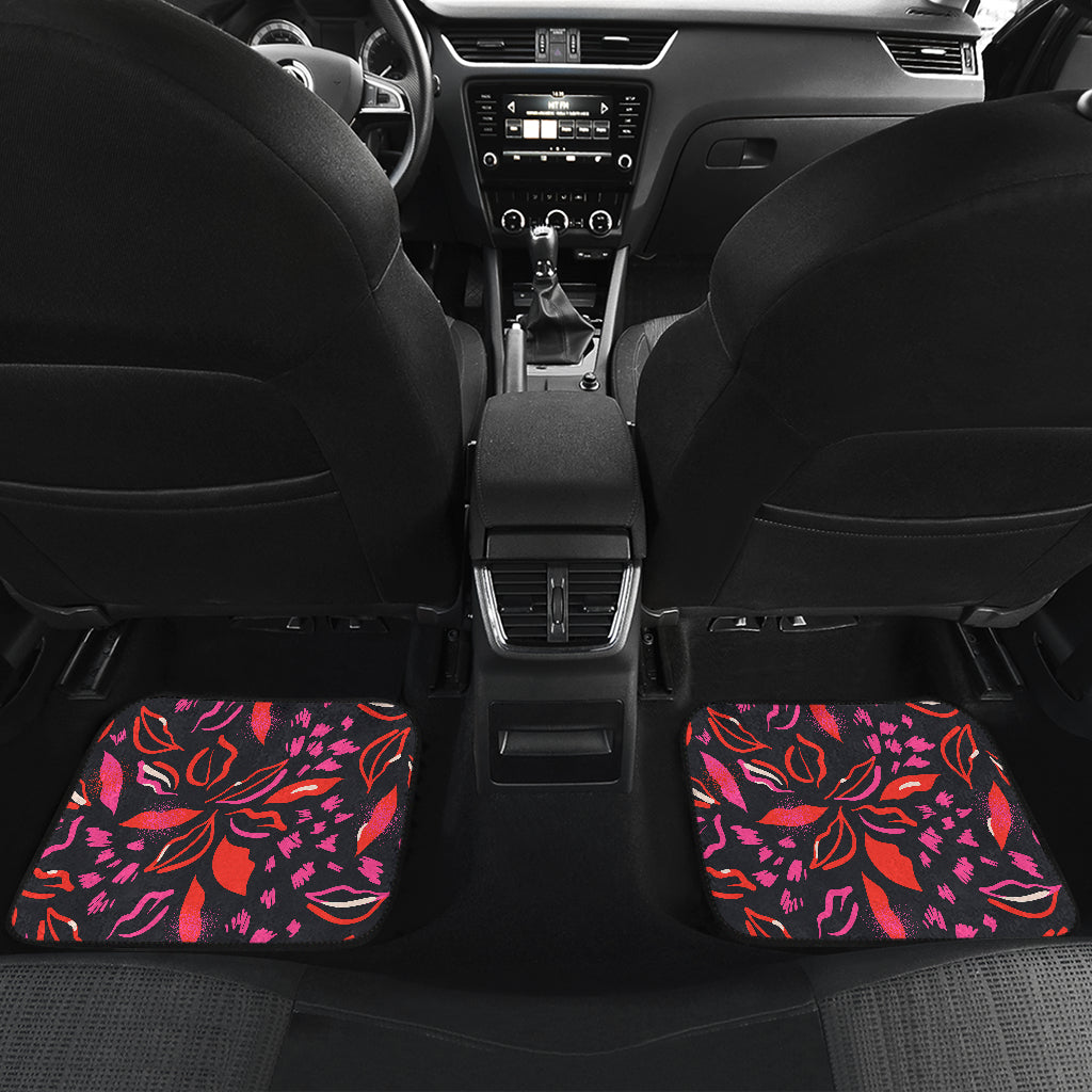 Red Floral Lips Car Floor Mats