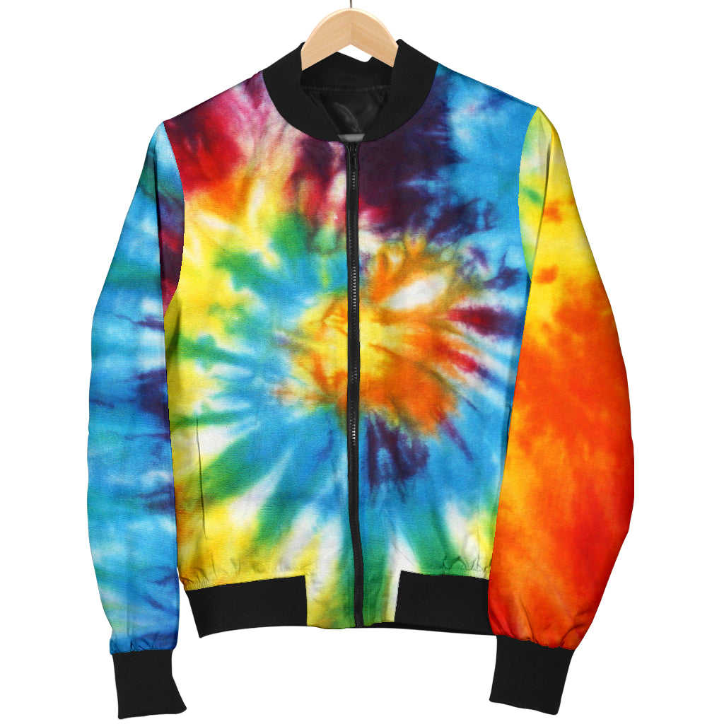 Mens Colorful Tie Dye Abstract Art Bomber Jacket