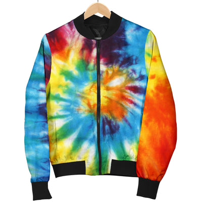 Mens Colorful Tie Dye Abstract Art Bomber Jacket