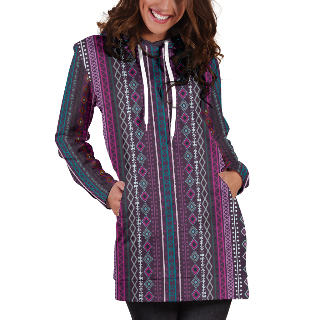Purple Boho Stripes Womens Hoodie Dress