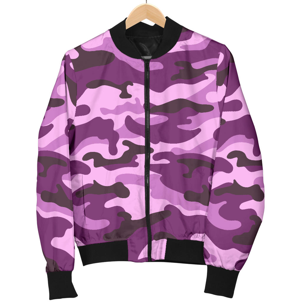 Womens Purple Camouflage Bomber Jacket