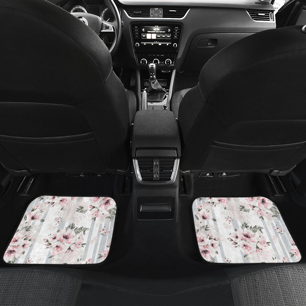 Pink Flower Stripes Car Floor Mats